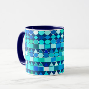 Taza Geométrico tribal moderno, azul denim en la marina