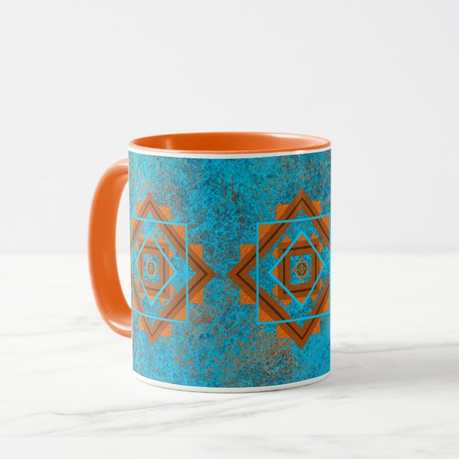 Taza Geométrico turquesa de los picos de montaña del su (Anverso izquierdo)