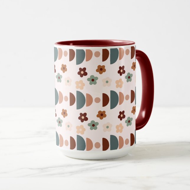 Taza Geométrico Y Floreciente En Estilo Boho (Anverso derecho)