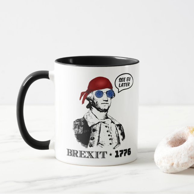 Taza George Washington Brexit 1776 EU Flag Sunglasses (Con donut)