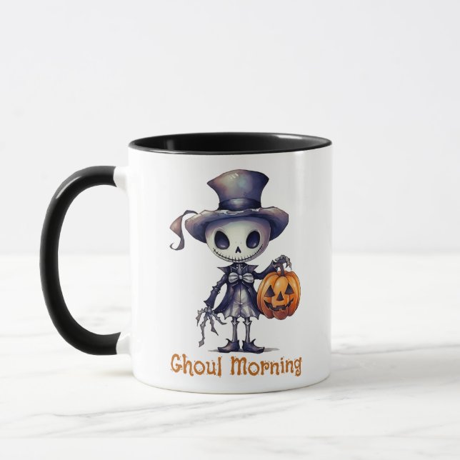 Taza Ghoul Morning Ghoul Skeleton Halloween Mug (Izquierda)