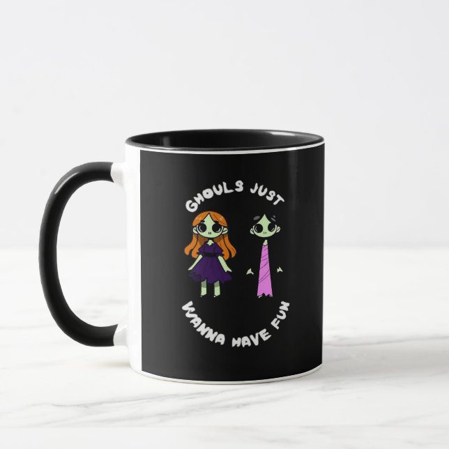 Taza Ghouls solo quiere divertirse con Halloween es gra (Izquierda)