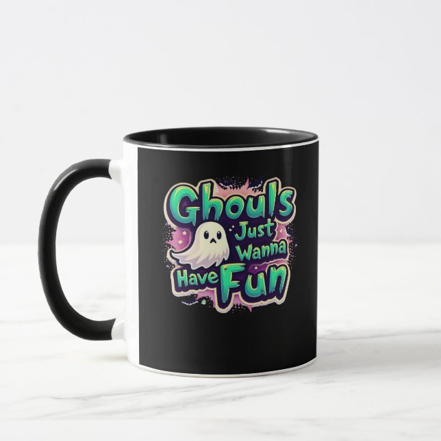 Taza Ghouls solo quiere divertirse - Halloween retro (Izquierda)