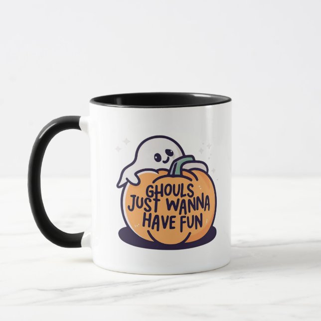 Taza Ghouls solo quiere divertirse - lindo garabato de  (Izquierda)