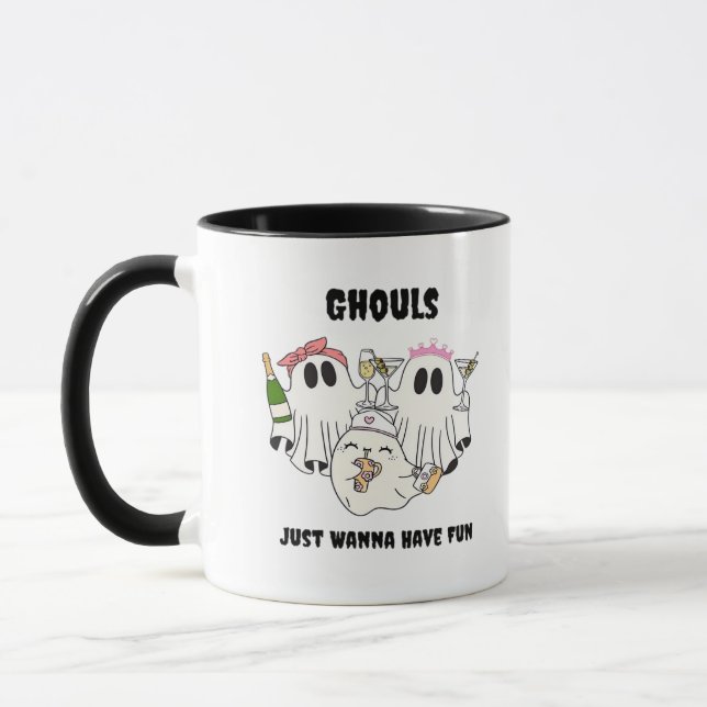 Taza Ghouls solo quiere tener un diseño básico divertid (Izquierda)