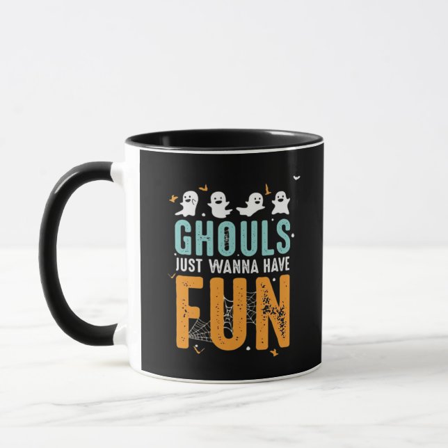 Taza Ghouls solo quieren divertirse con disfraces diver (Izquierda)