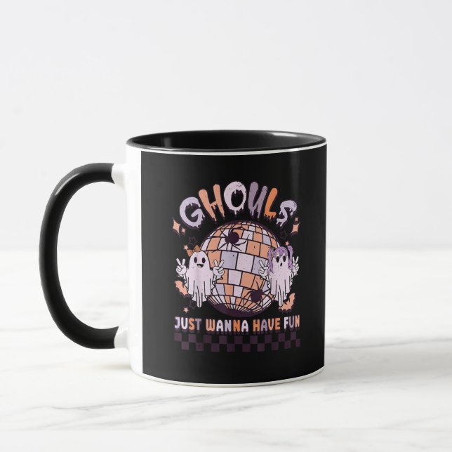 Taza Ghouls solo quieren divertirse con el disfraz retr (Izquierda)