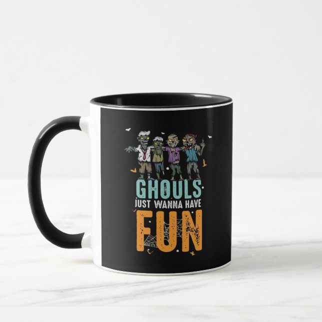 Taza Ghouls solo quieren divertirse con los zombies div (Izquierda)