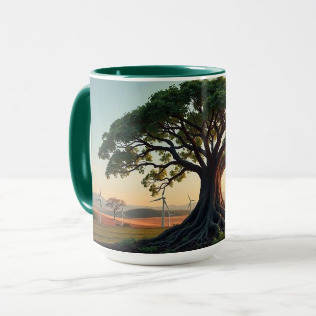 Taza Giant Tree in a Wind Farm Landscape View (Anverso izquierdo)