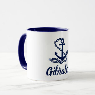 Taza Gibraltar - Mug Azul Y Blanco De Estilo Marítimo