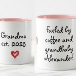 Taza Gift For Grandma, Personalized with Name & Year  