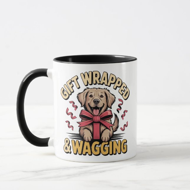 Taza Gift Wrapped & Wagging Retriever Christmas (Izquierda)