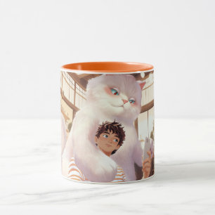 Taza Gigante Esponjoso: Selfie de Gato Blanco en Café R