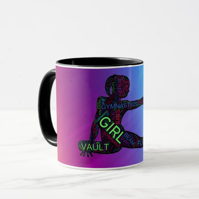 Taza Gimnasia Colorido Word Art (Anverso izquierdo)