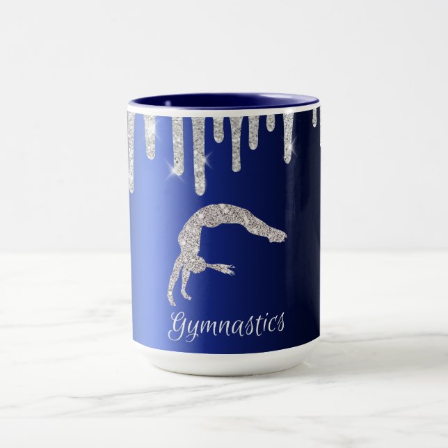 Taza Gimnasia de espuma de plata metálica azul marina (Centro)