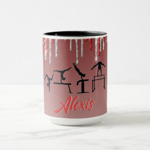 Taza Gimnasia Purpurina Rojo y Plata Drima Ombre