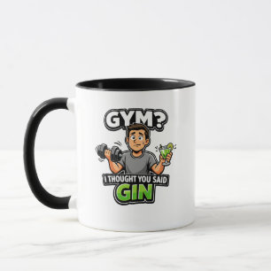 Taza Gimnasio o Gin divertido cartoon humor de entrenam