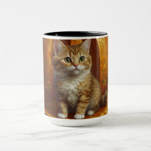 Taza Ginger de Halloween Tabby Gatito viviendo en una c
