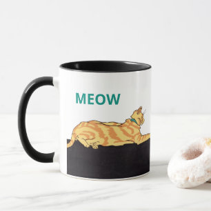 Taza Ginger Stried Cat MEOW