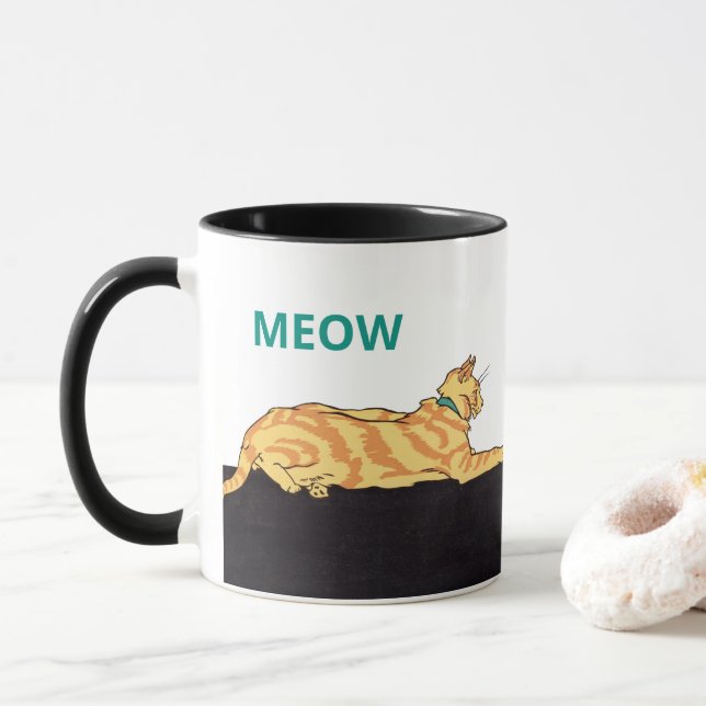 Taza Ginger Stried Cat MEOW (Con donut)