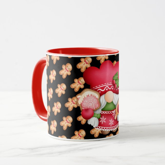 Taza Gingerbread Gnome Personalizar Mug Color (Anverso izquierdo)