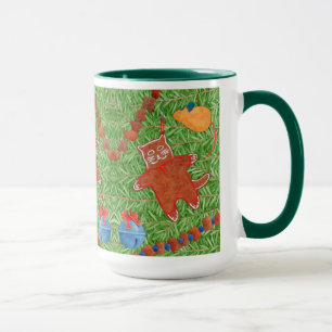 Taza GINGERBREAD KITTY Tall Hunter Green Combo Mug