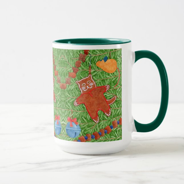 Taza GINGERBREAD KITTY Tall Hunter Green Combo Mug (Derecha)