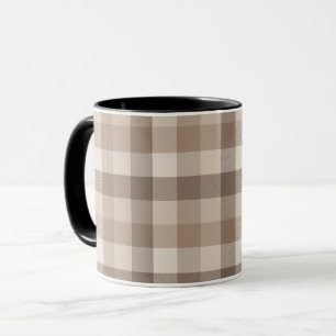 Taza Gingham a cuadros bronceado tierra neutral 