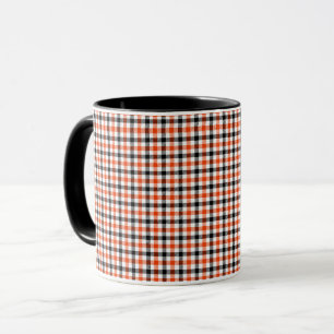 Taza Gingham de cuadros naranja, negro y blanco