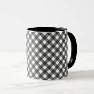 Taza Gingham Tradicional Negro Blanco Picnic Cottagecor