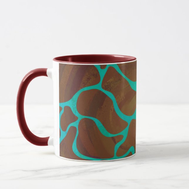 Taza Giraffe Brown y la impresión Verde azulada (Izquierda)
