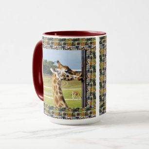 Taza Giraffe Graciosa Con Borde De Collage de fotos Gir