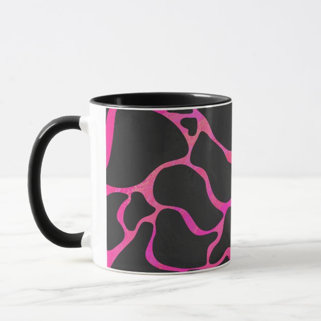 Taza Giraffe Impresión rosa y negra caliente (Izquierda)