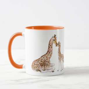 Taza Giraffe Mom Baby Watercolor