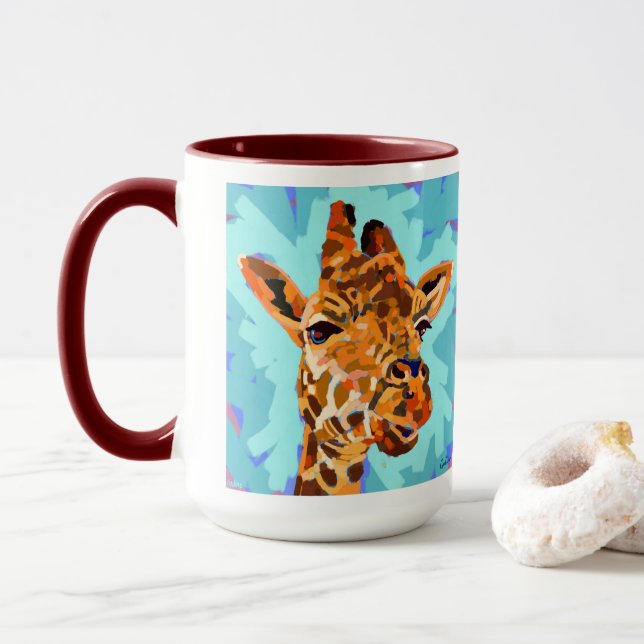 Taza Giraffe Painting - Gift for Animal Lovers (Con donut)