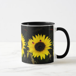 Taza Girasol amarillo y dos mariquitas