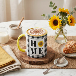 Taza Girasol de cuadros de Búfalo "Hogar"