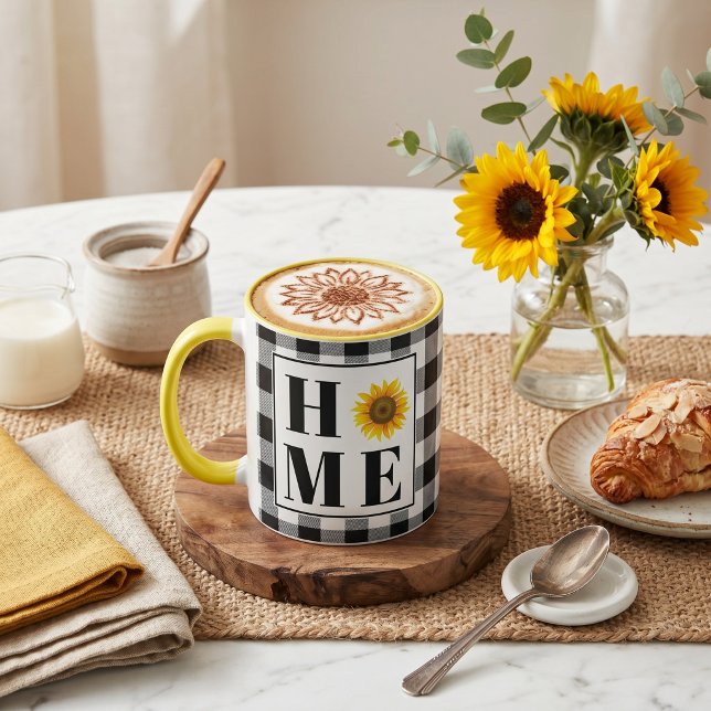 Taza Girasol de cuadros de Búfalo "Hogar"   (Subido por el creador)