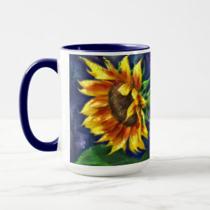 Taza Girasol de noche Flor azul amarilla flor floral