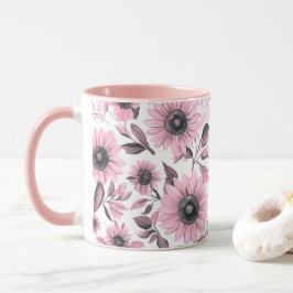 Taza Girasol floral rosa
