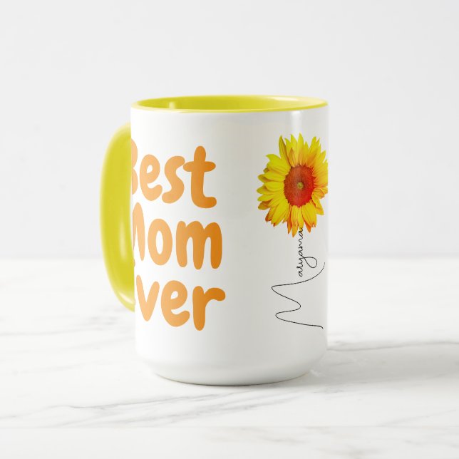 Taza Girasol | La Mejor Mamá del Mundo (Monograma  (Anverso izquierdo)