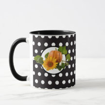 Girasol y calabaza lunares blancos y negros