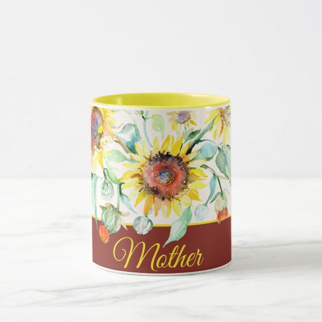 Taza Girasoles acuarela personalizables  (Centro)