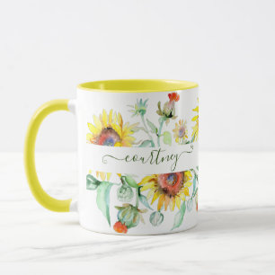 Taza girasoles acuáticos personalizados
