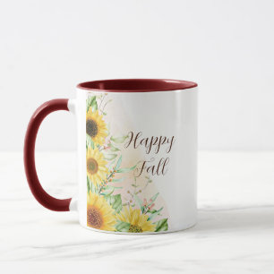 Taza Girasoles de otoño con texto personalizable