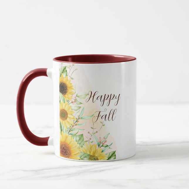 Taza Girasoles de otoño con texto personalizable  (Izquierda)