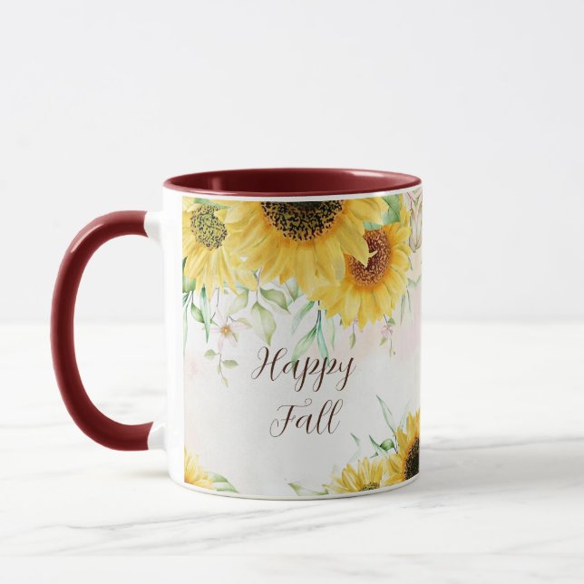 Taza Girasoles de otoño con texto personalizable  (Izquierda)