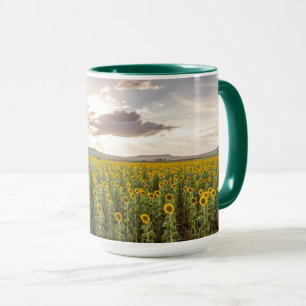 Taza Girasoles en la puesta del sol