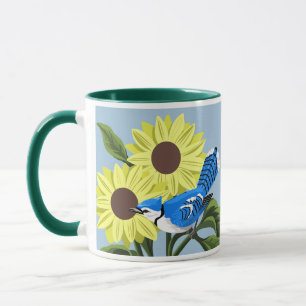 Taza Girasoles y Arrendajo Azul