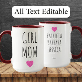Taza Girl Mom Custom Names Sweet Gift for Mother